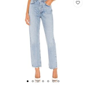 Agolde Blue Straight Leg Jeans Relaxed Fit